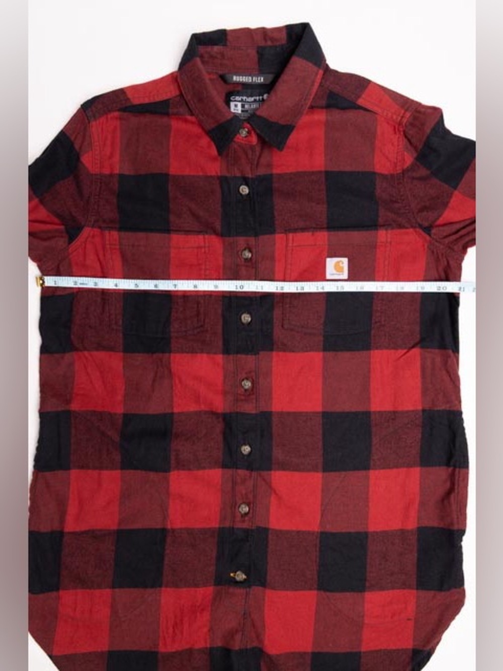 Carhartt Flannel Shirt Womens M 8-10 Relaxed Fit Rugged Flex Red Buffalo Plaid - Picture 6 of 10